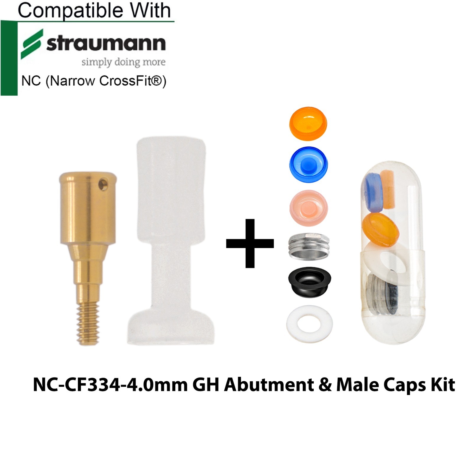 Dental Locator Abutment Compatible STRAUMANN Bone Level NC/RC & Male Caps Kit