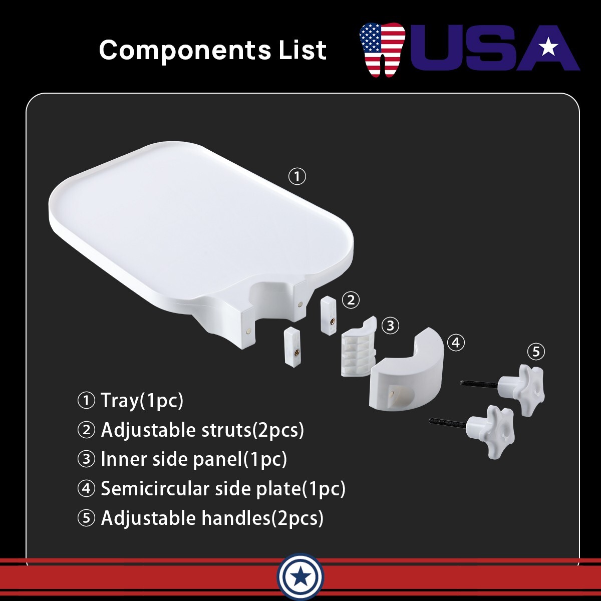 Dental Plastic Post Mounted Tray Table Chair Accessories for Dental Chair
