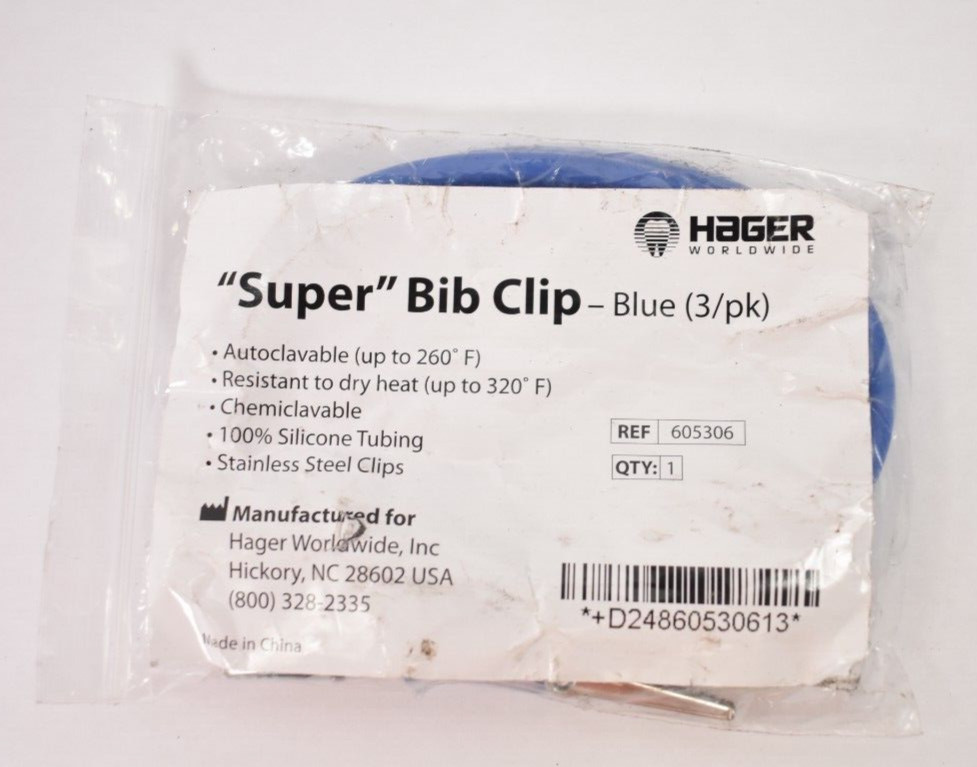Hager Super Bib Clip 3 Pack Blue Autclavable 605306 D24860530613 Replacement