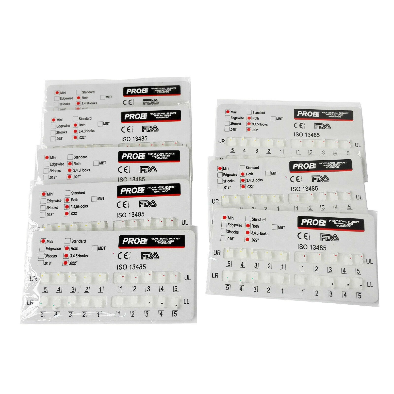 PROB Orthodontic Dental Ceramic Bracket Braces Standard/Mini Roth/MBT 022 3/345H
