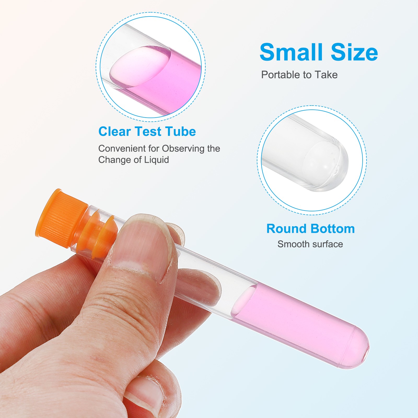 100Pcs 75x12mm Plastic Test Tubes with Stopper and Funnel, Orange