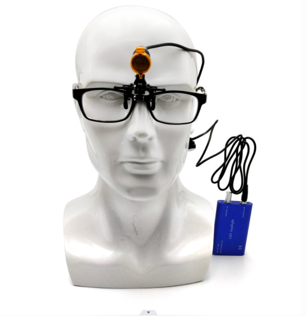 3W Dental Metal Clip LED Headlight High Power Lamp with Light Shield Blue