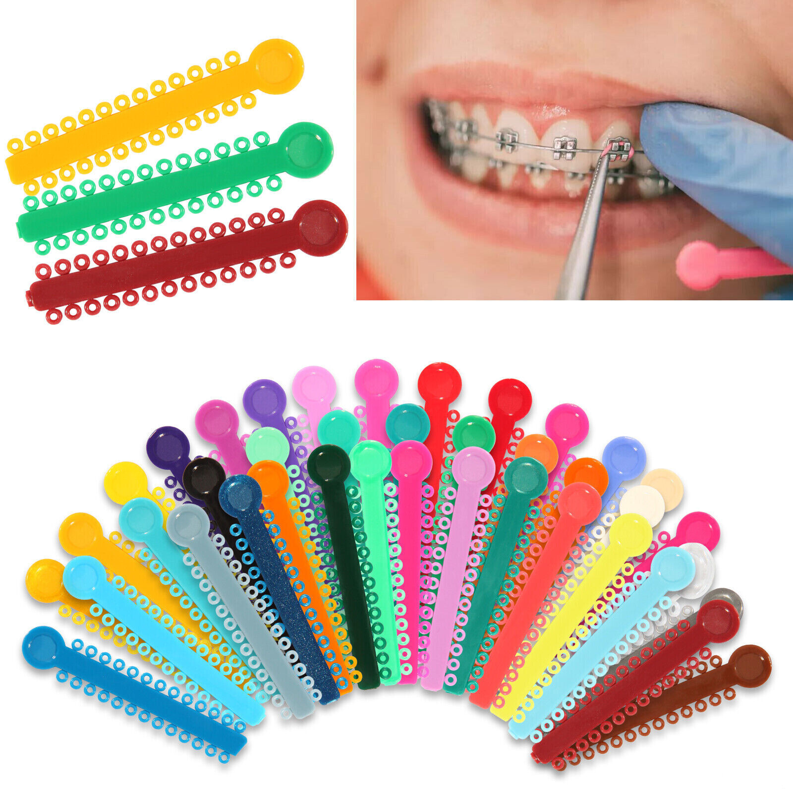 Dental Ortho High Quality Elastic Ligature Ties Rubber Power Bands Mixed Color