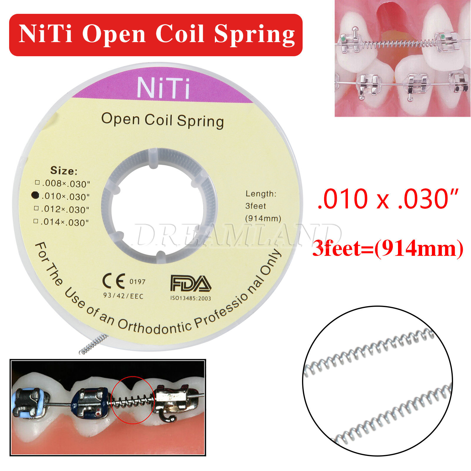 1 Pack Dental Orthodontic Niti Open Coil Spool Springs 010*030″