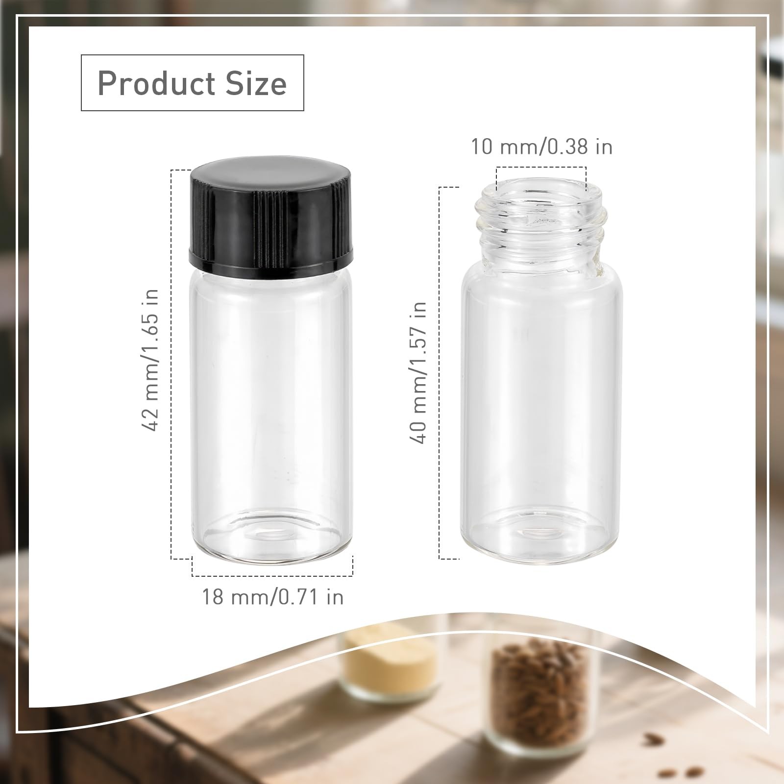 14pcs 5ml Mini Clear Glass Bottle Vials And Plastic Cap Small Essential Oil 1/6o