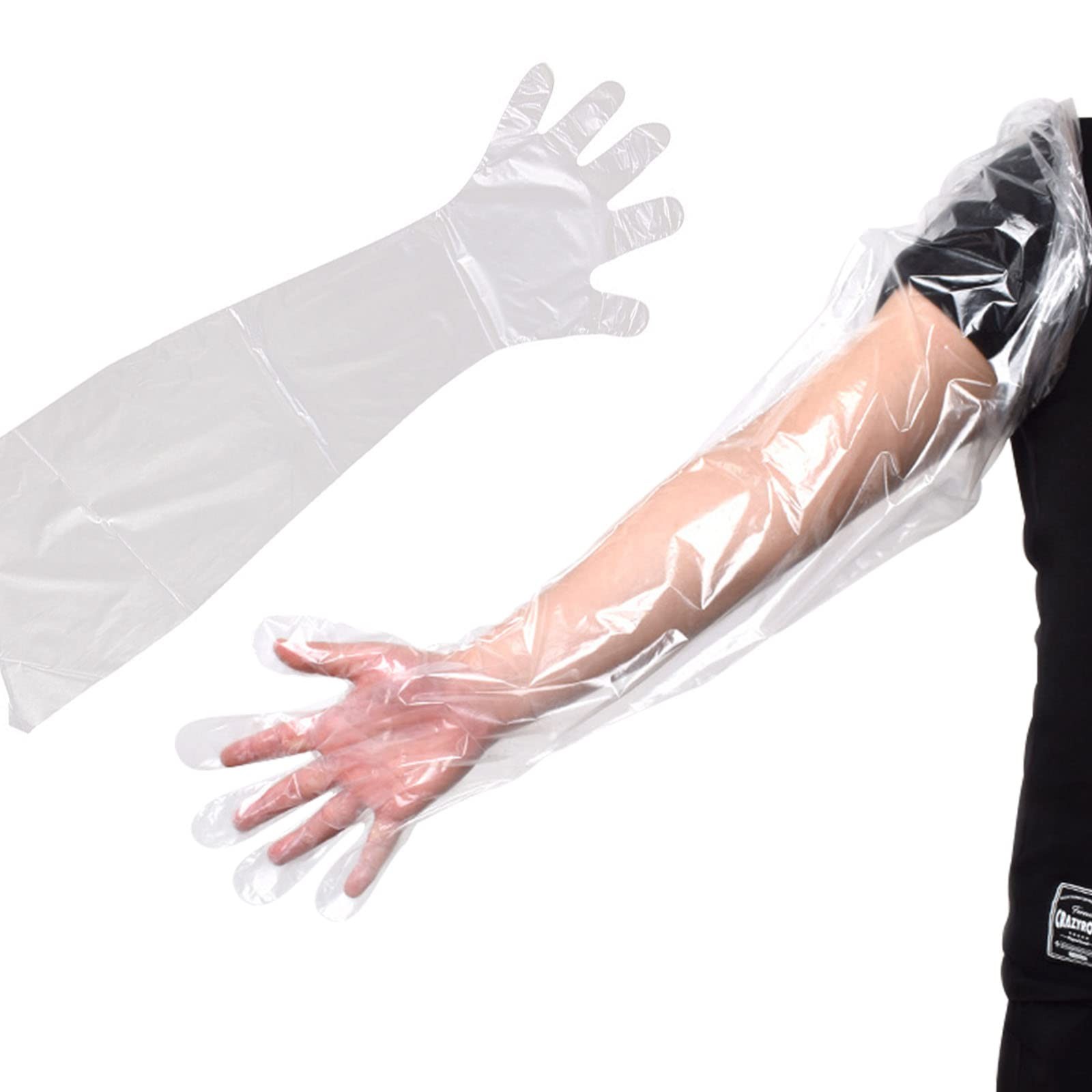 50Pcs Disposable Plastic Veterinary Insemination Rectal Long Arm Gloves for F…