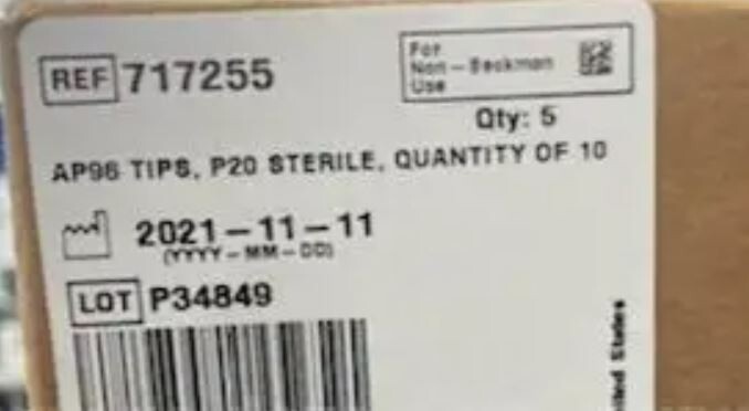Beckman 717255 100µL Pipette Case Of 4800 Tips AP20 AP96 P20 Sterile Mfg 07-2021