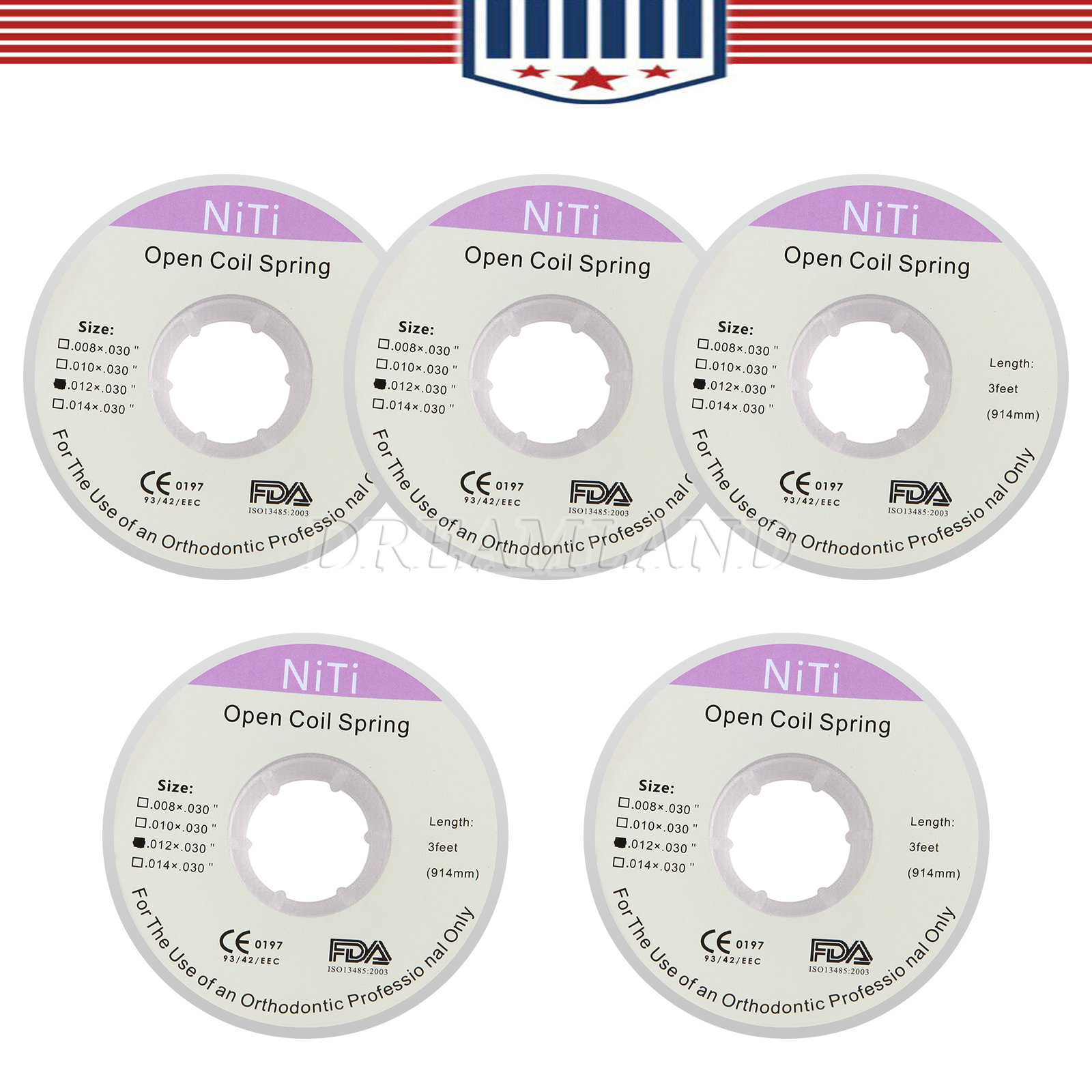 5 Roll Dental Orthodontic Niti Open Coil Spring Spool Dia.012 *030 » inch 914mm