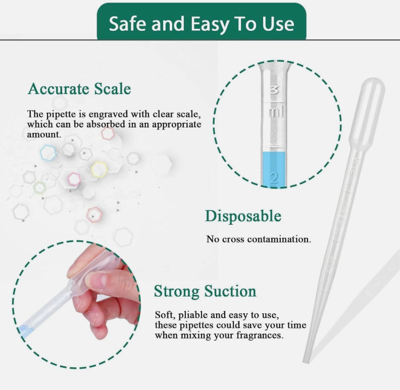 3ml Disposable Plastic Transfer Pipettes for Science Experiment Crafts (200 Pcs)