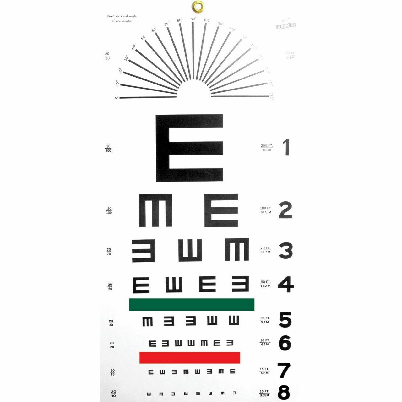 Snellen Eye Chart FULL SIZE Illeterate 22″ x 11″ Plastic Eye Test Wall, Washable