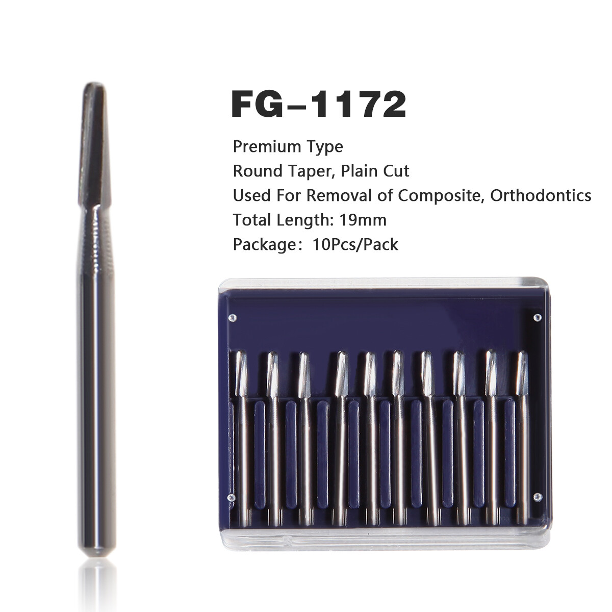 Dental Tungsten Steel Carbide Burs FG Round Taper Midwest High Speed FG-1172 po