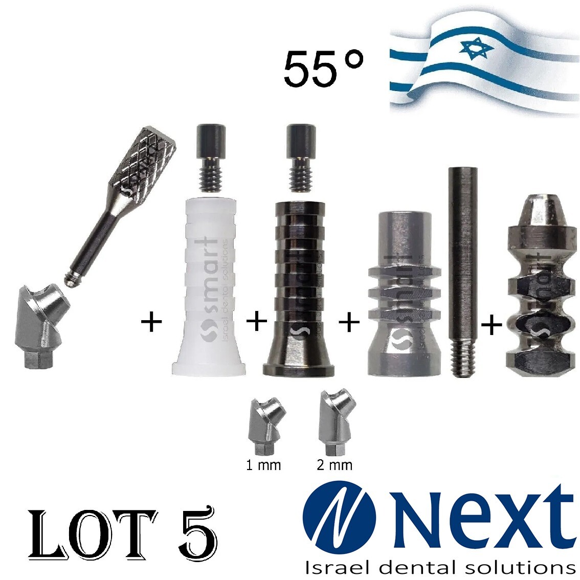 LOTx5 Multi Unit full set angulated 55deg analog transfer sleeves