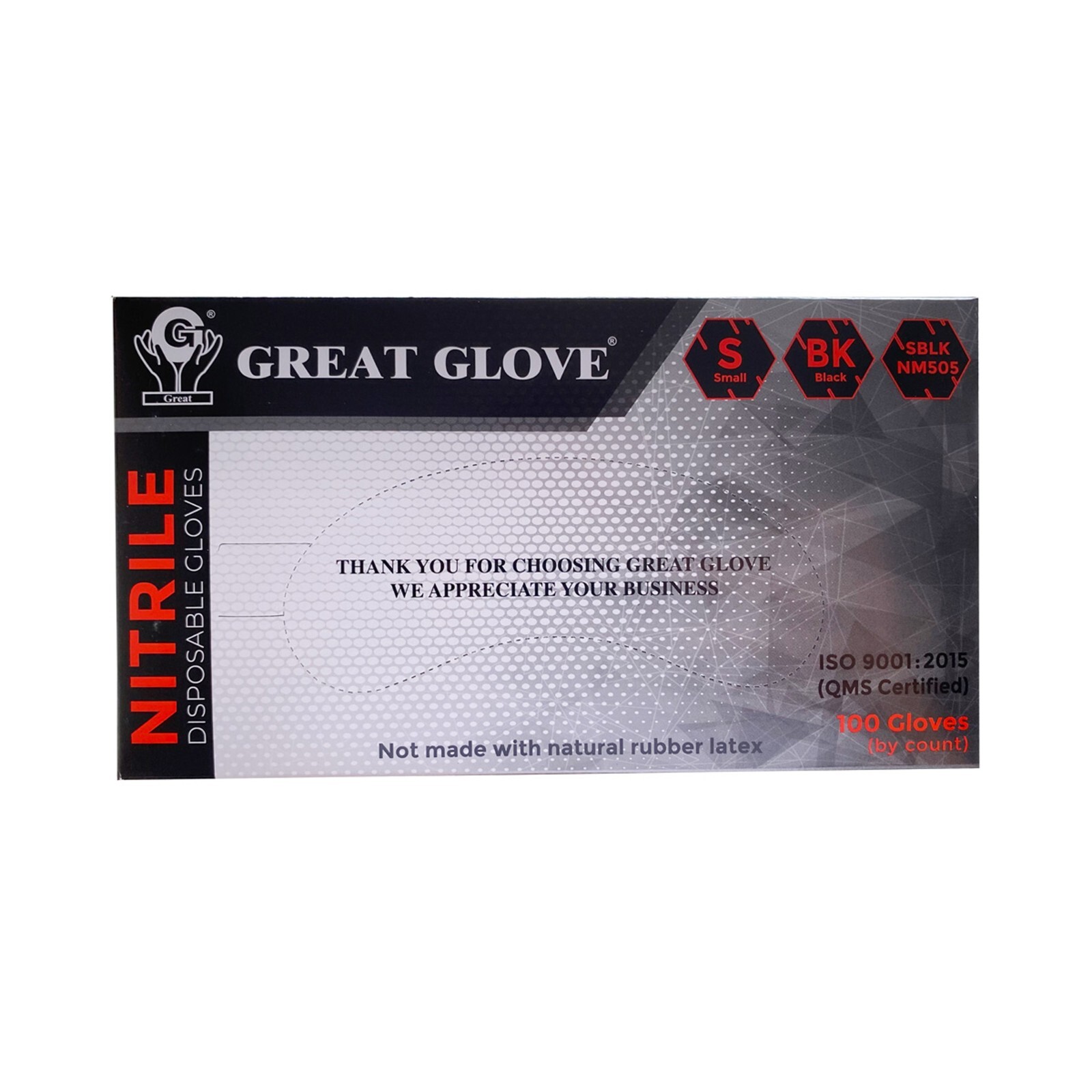 Great Glove Black Nitrile Gloves 3.5 Mil Latex & Powder Free 1000 S M L XL