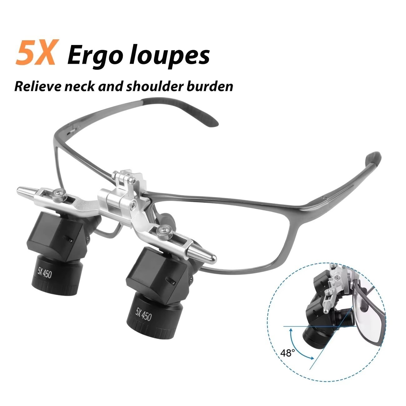 5X Dental Ergo Loupes Adjustable Working Distance Surgical Magnifying Glass US