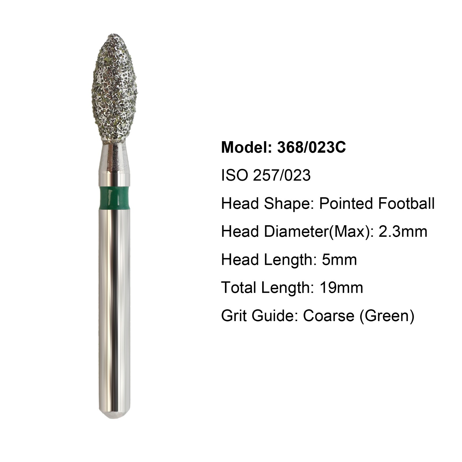Multi-Use Dental Burs Football Diamond Bur 368/023C Coarse Grit Friction Grip