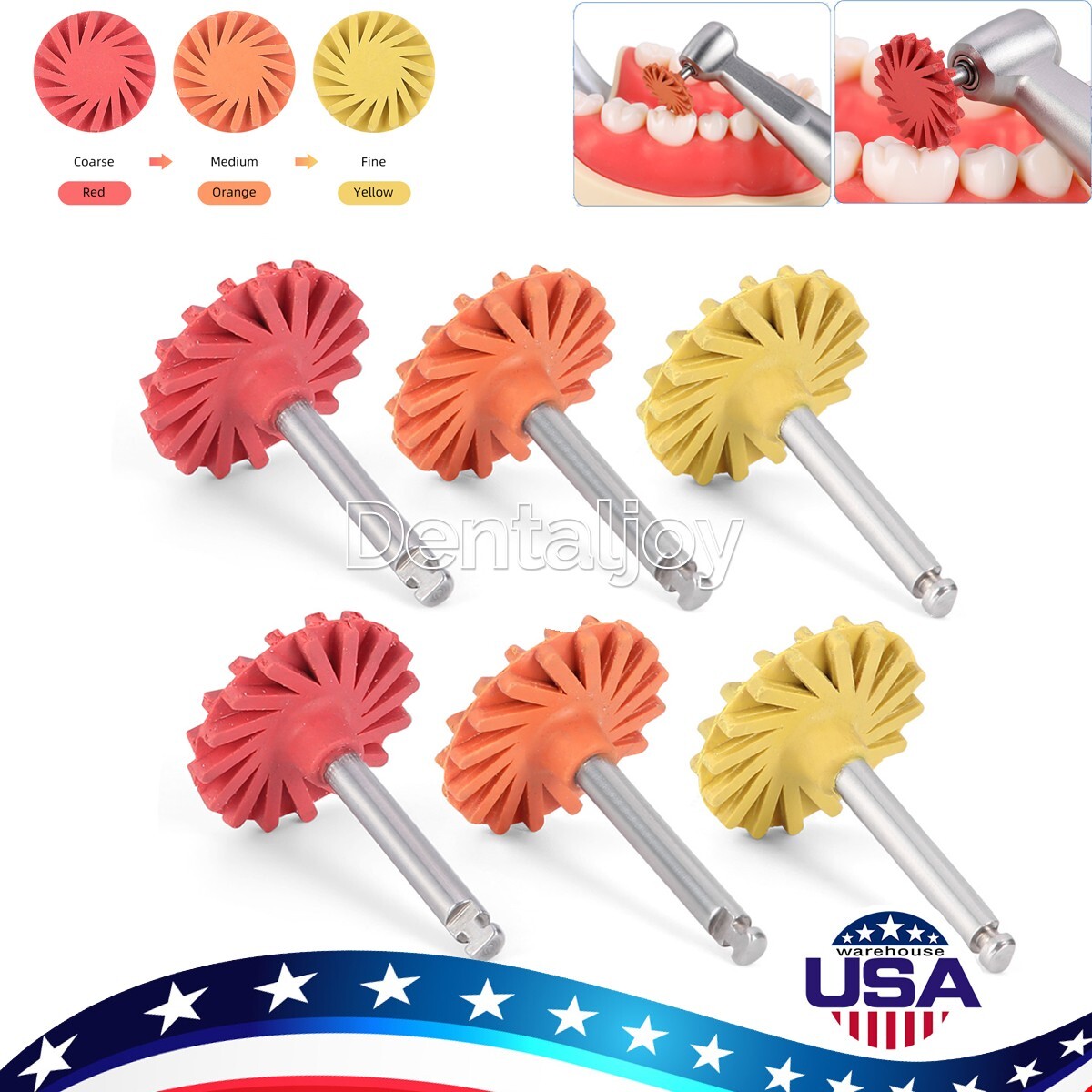 6Pcs Dental Polish RA Kit Composite Resin Polishing Disc Spiral Polish Wheel
