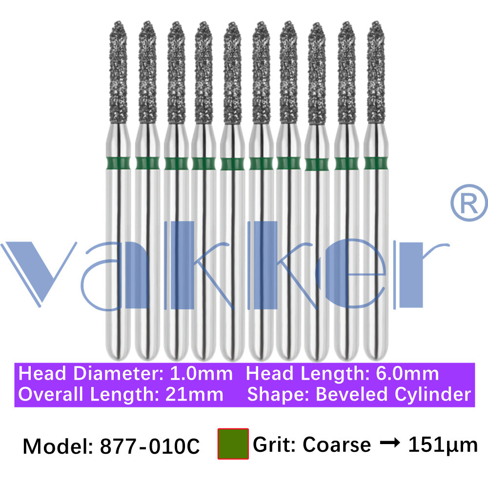 50pc Dental Diamond Bur Bevel Cylinder Gingival Curettage 877 878K 879 885 886
