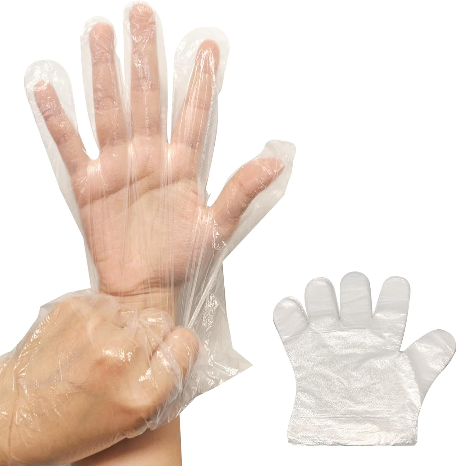 100 Pack Disposable Plastic Food Handling Gloves, Clear Service Gloves for Clean