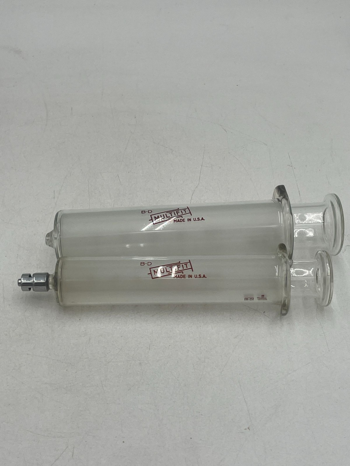 B-D Multifit Glass Syringes 50cc & 30cc Made In USA Collectible Medical Tools RE