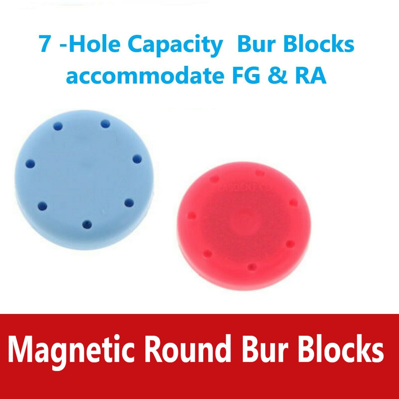 Magnetic Round Dental Lab Bur Block Holder For FG & RA, FGOS, 7 / 14 or 28 Hole