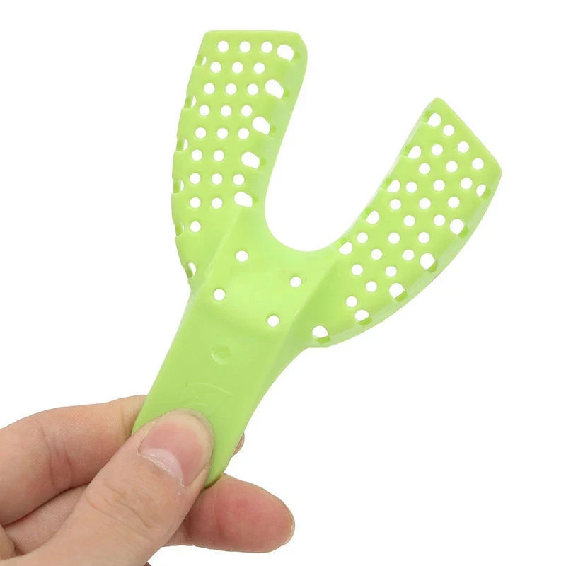 10 Pcs/Set Dental Lab Supply Impression Trays Autoclavable Green Central Denture