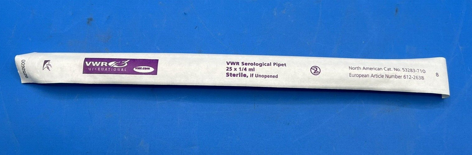 «LOT OF 20» VWR SEROLOGICAL PIPET 25X 1/4 ML 53283-710
