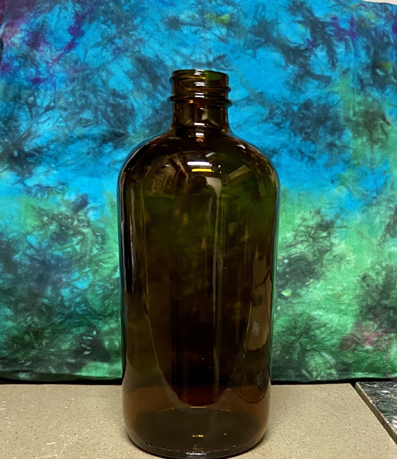 16 oz. Amber Boston Round Glass Bottle – 12 Bottles(case)
