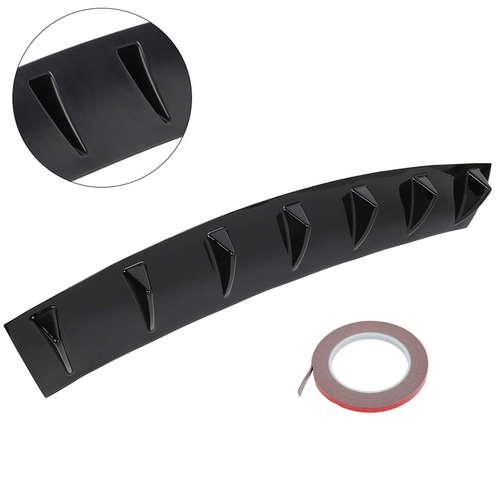 Rear Lower Bumper Lip Diffuser Spoiler Shark Fin Style PP Glossy Black Universal