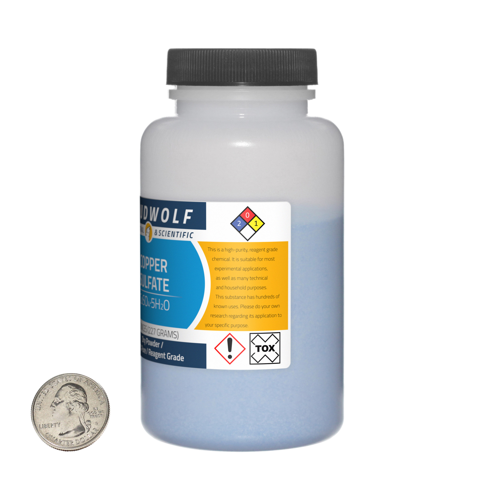 Copper Sulfate / 2 Pounds / 4 Bottles / 99.7% Pure Reagent Grade / Dry Powder