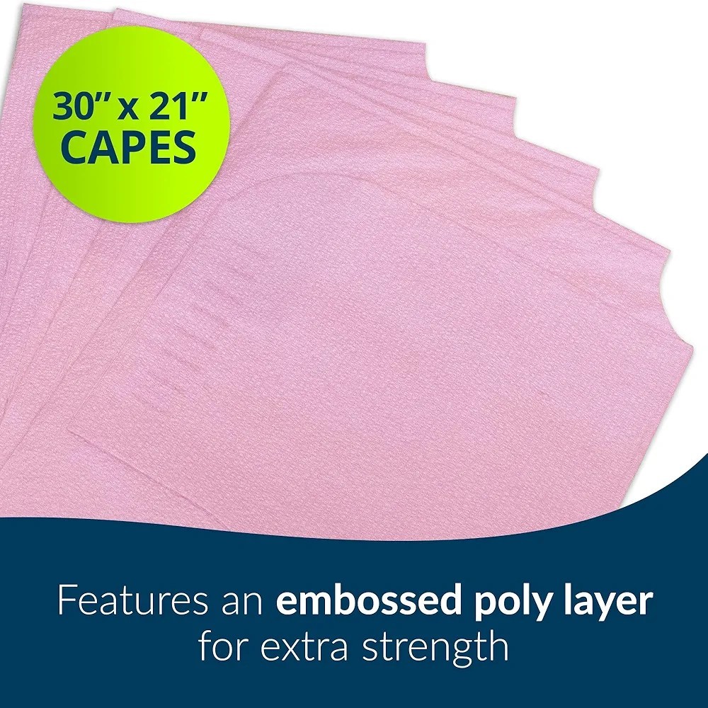 Avalon Premium Capes, Mauve Tissue― Short-Sleeve, Open-Back Exam Capes 100 CT