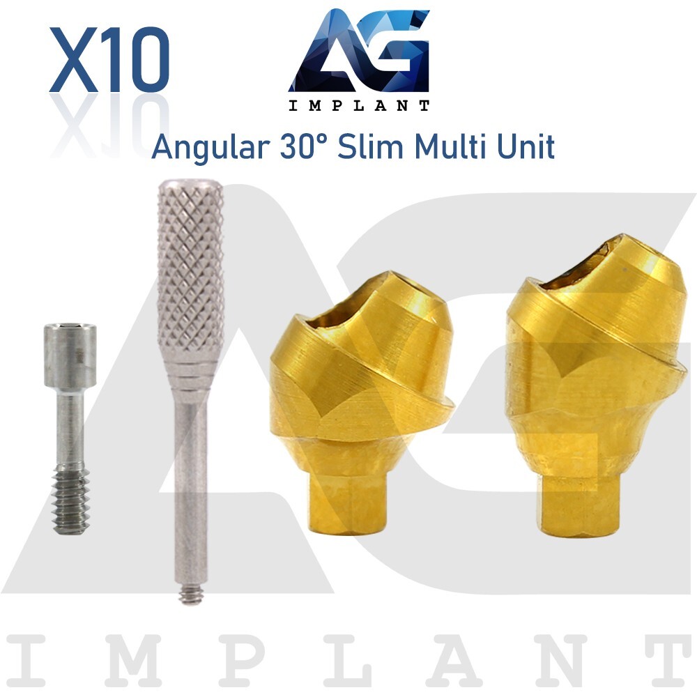 10 Angular Slim Multi Unit 1.6 Prosthetic 30° Int Hex Titanium With Screw