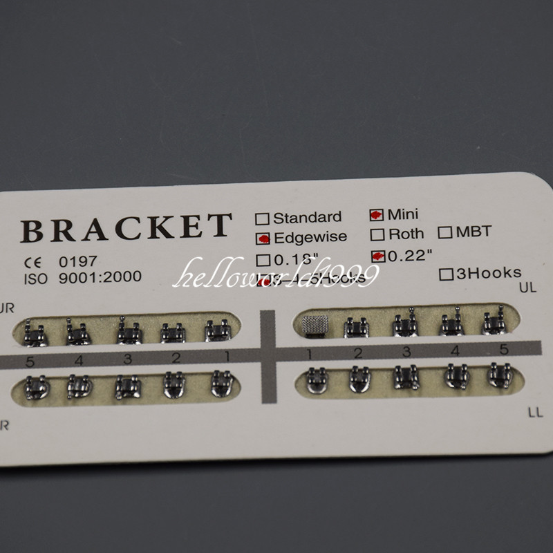 1set Dental Orthodontic Brackets Braces Mini Edgewise Slot.022 345 Hook 20pc/pck