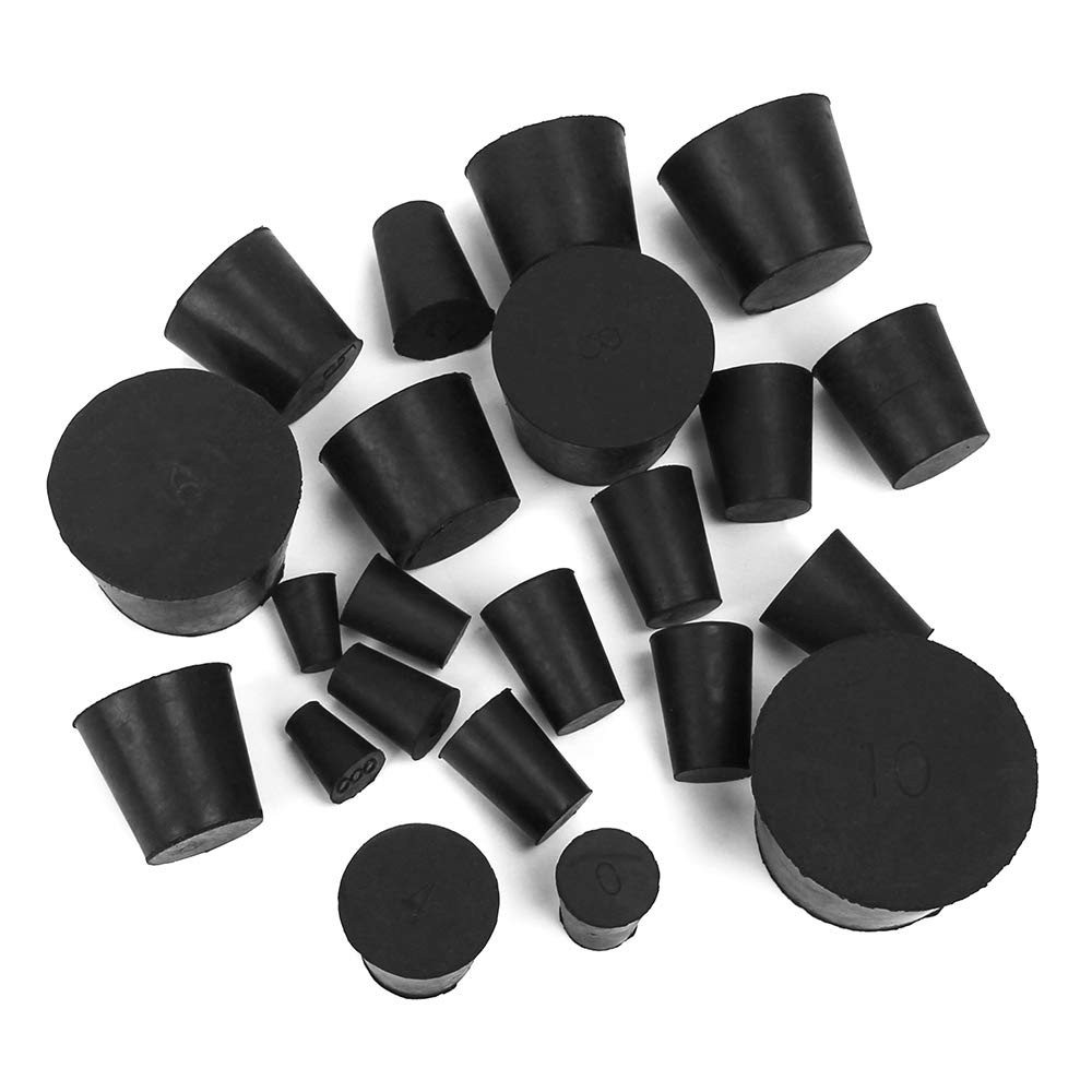 22-Pack (13 Assorted Sizes) 000# -10# Solid Rubber Stoppers
