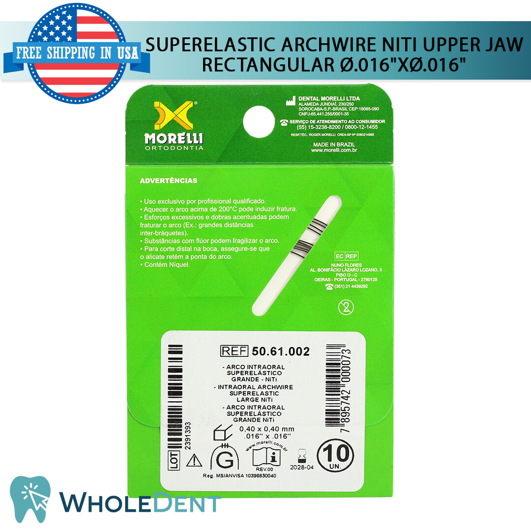 Orthodontic Dental NiTi Superelastic Intraoral Archwire Rectangular Wire Morelli