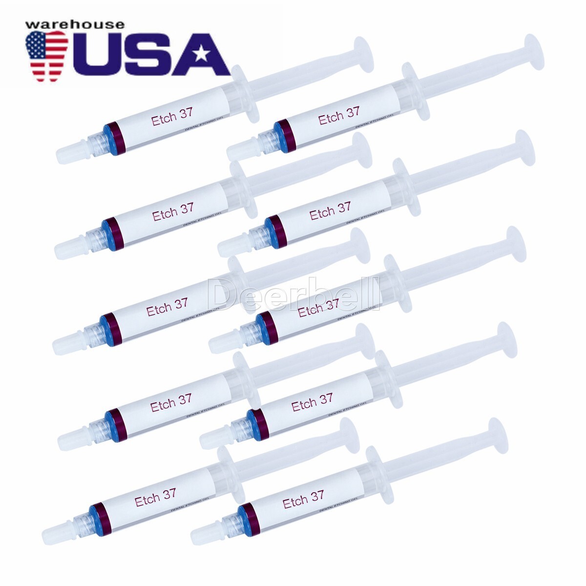 US 10X Denterx Dental Etching Gel 37% Acid 5ml/syringe,Instruction X1