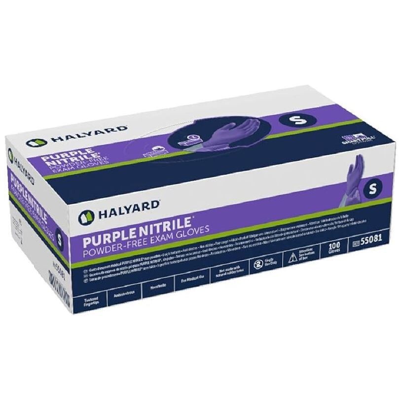 *300-Pieces* Halyard Purple Powder-Free Nitrile Exam Gloves Small 55081