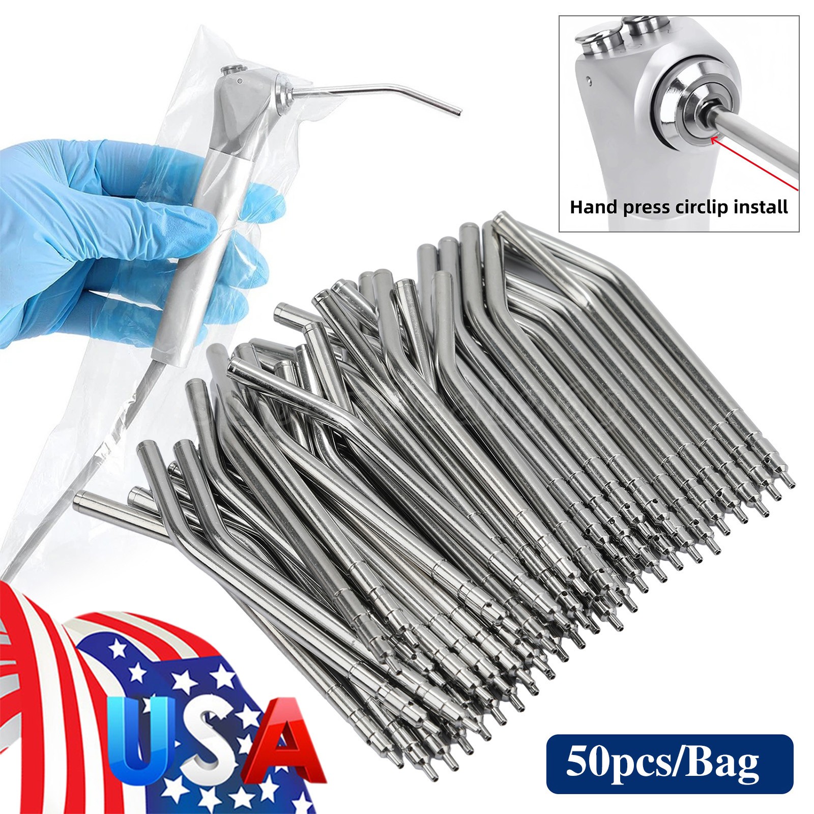 Dental Air Water Spray Triple 3 Way Syringe 134℃ Autoclavable Nozzles/Tips/Tubes