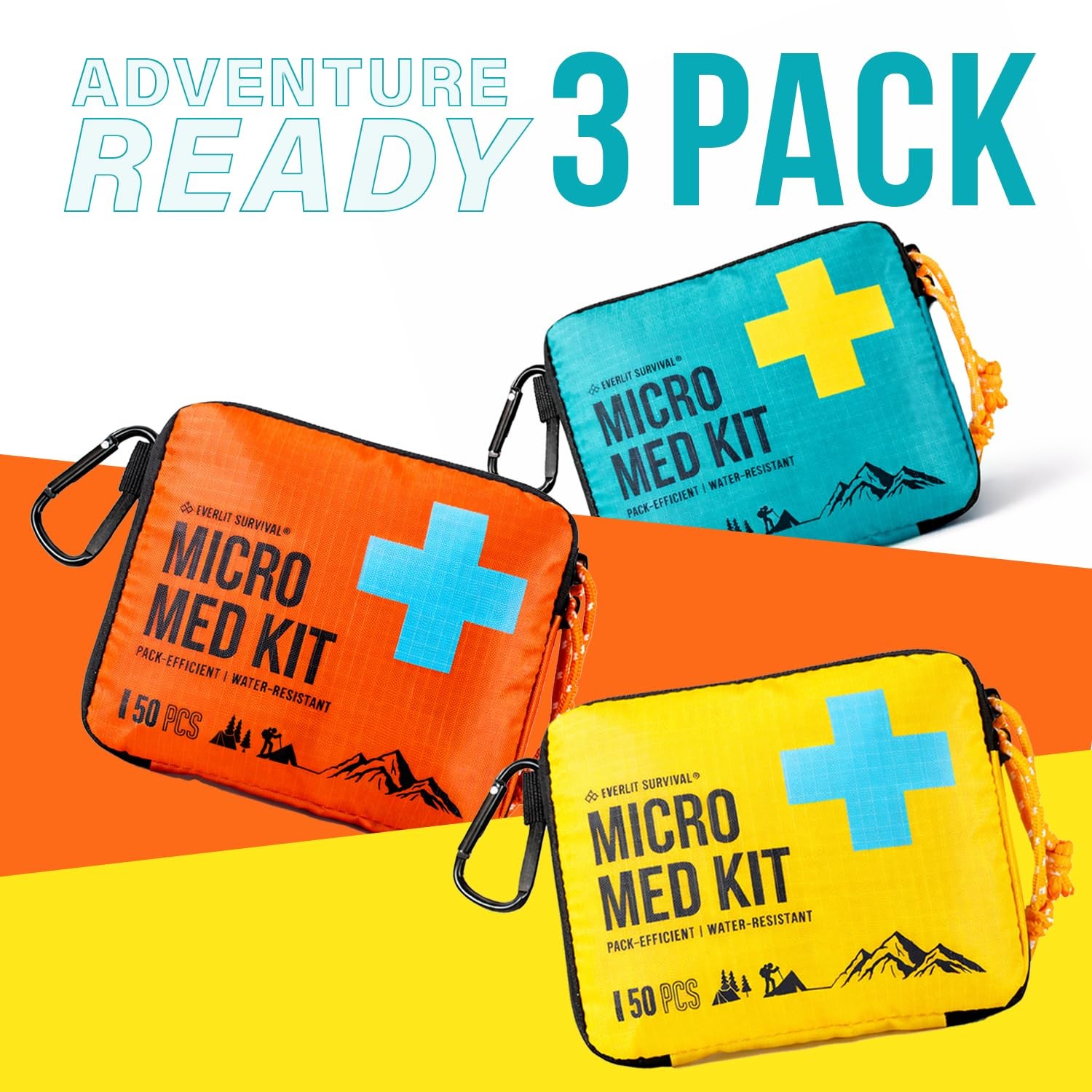 Everlit Mini First Aid Kit 3-Pack Ultralight Compact Water-Resistant Hiker