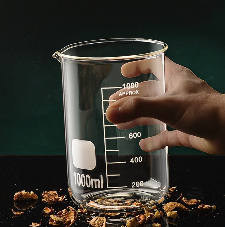 1pc High Borosilicate Glass Measuring Cup: 50–1000ml Clear Scale Beaker – NEW