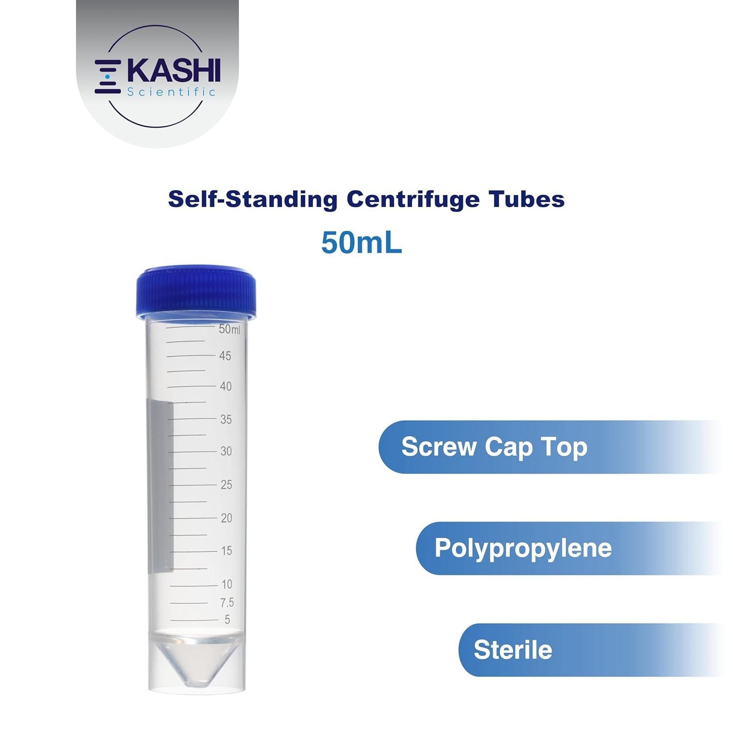 50mL Self Standing Centrifuge Tubes with Screw Cap Lid, Lab Grade Polypropyle…