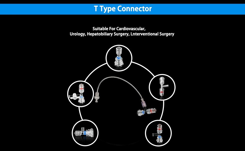 50PCS Luer Lock and Catheter System T-Type Connector, For Medical Laboratory Use