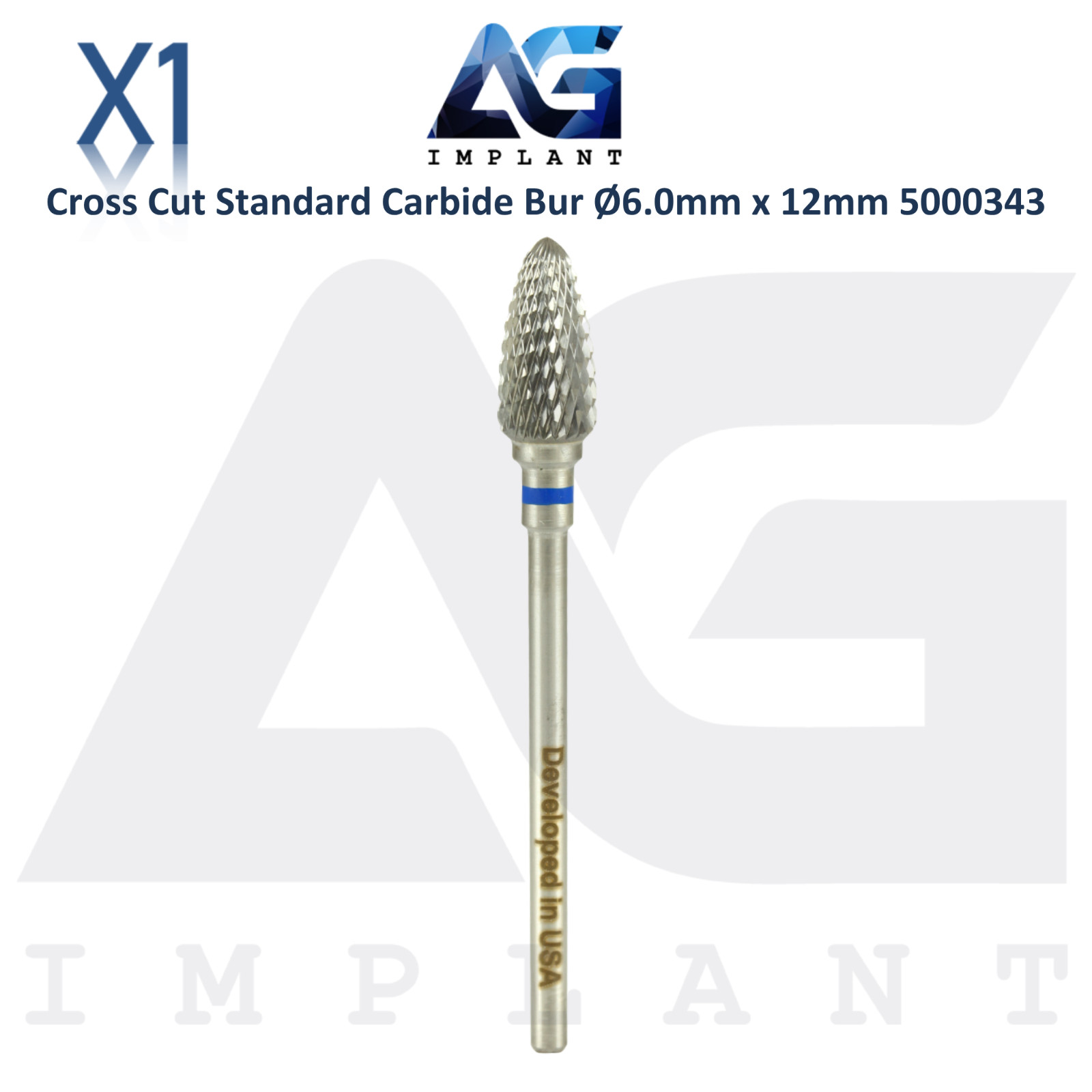 Dental Wilson Cross Cut Flame Standard Bur Ø6.0x12mm Tungsten Carbide 5000343