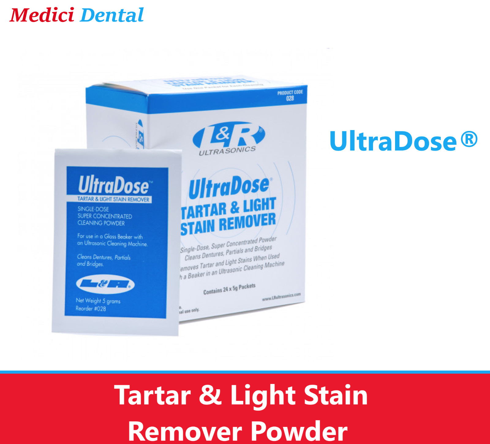Dental UltraDose Tartar & Light Stain Remover Powder, 1 oz Packet, 12/24/bx #028