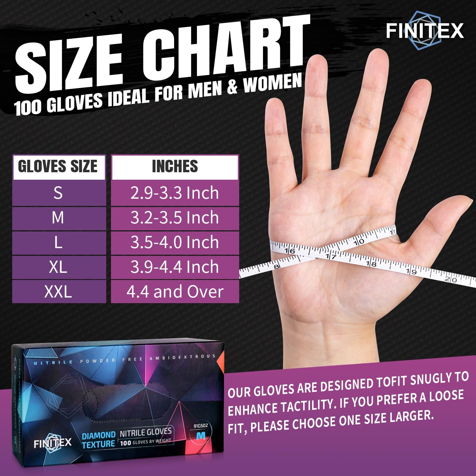 Finitex Disposable Industrial Diamond Texture Nitrile Glove – Chemical