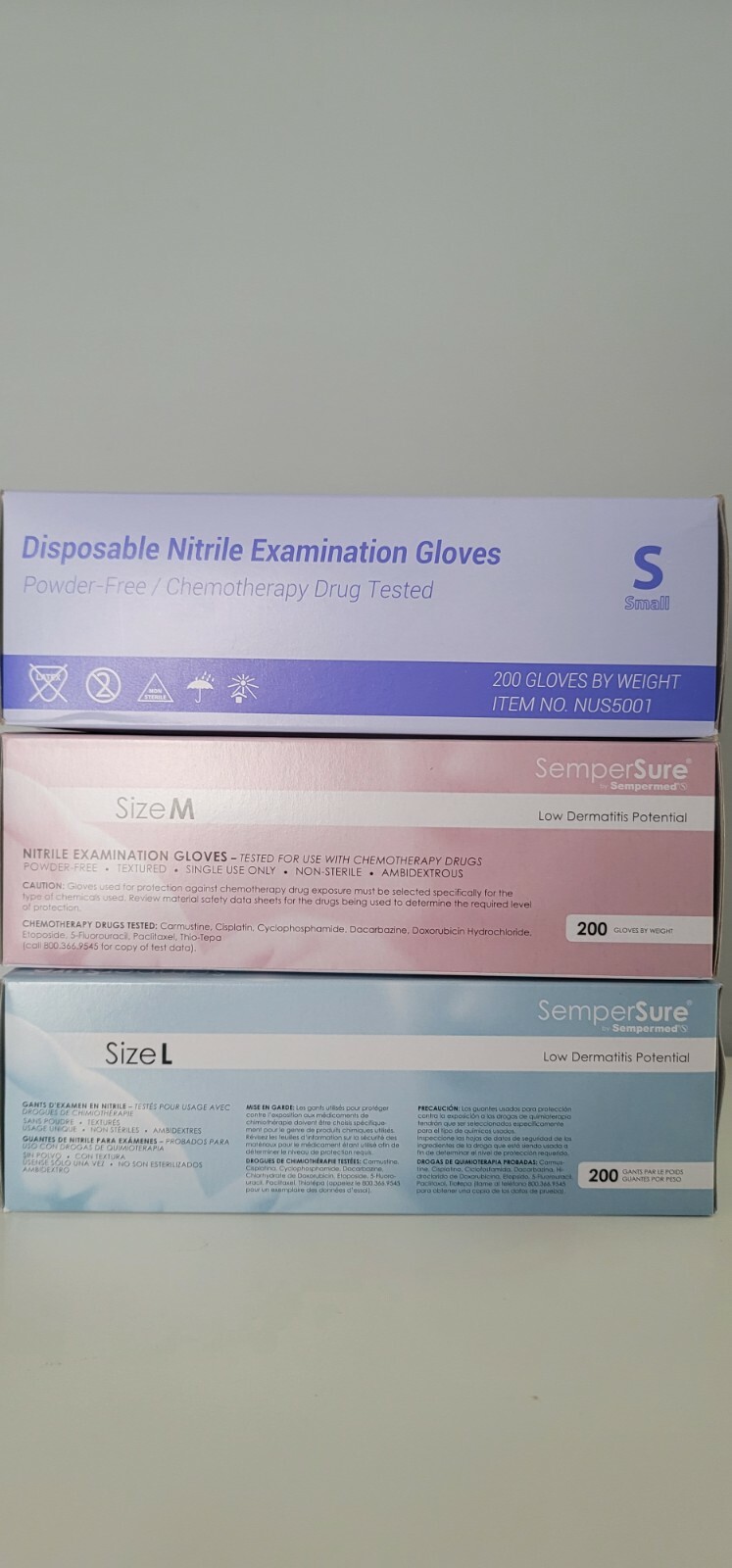 SEMPERSURE 200 PER BOX NITRILE EXAMINATION GLOVES -M -L SELECT SIZE