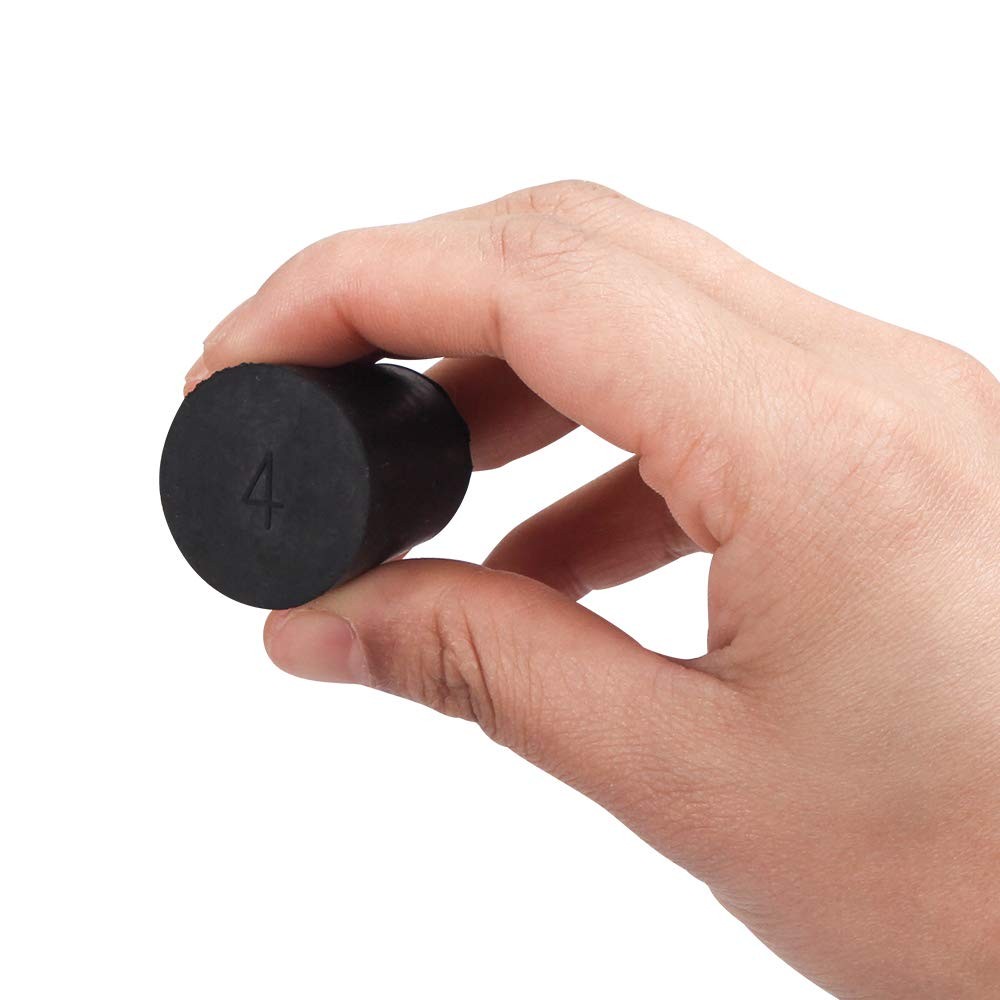 12 PCS Solid Rubber Stoppers Size #4 Black Lab Plug 26x19x28mm 1.02×0.74 Inch