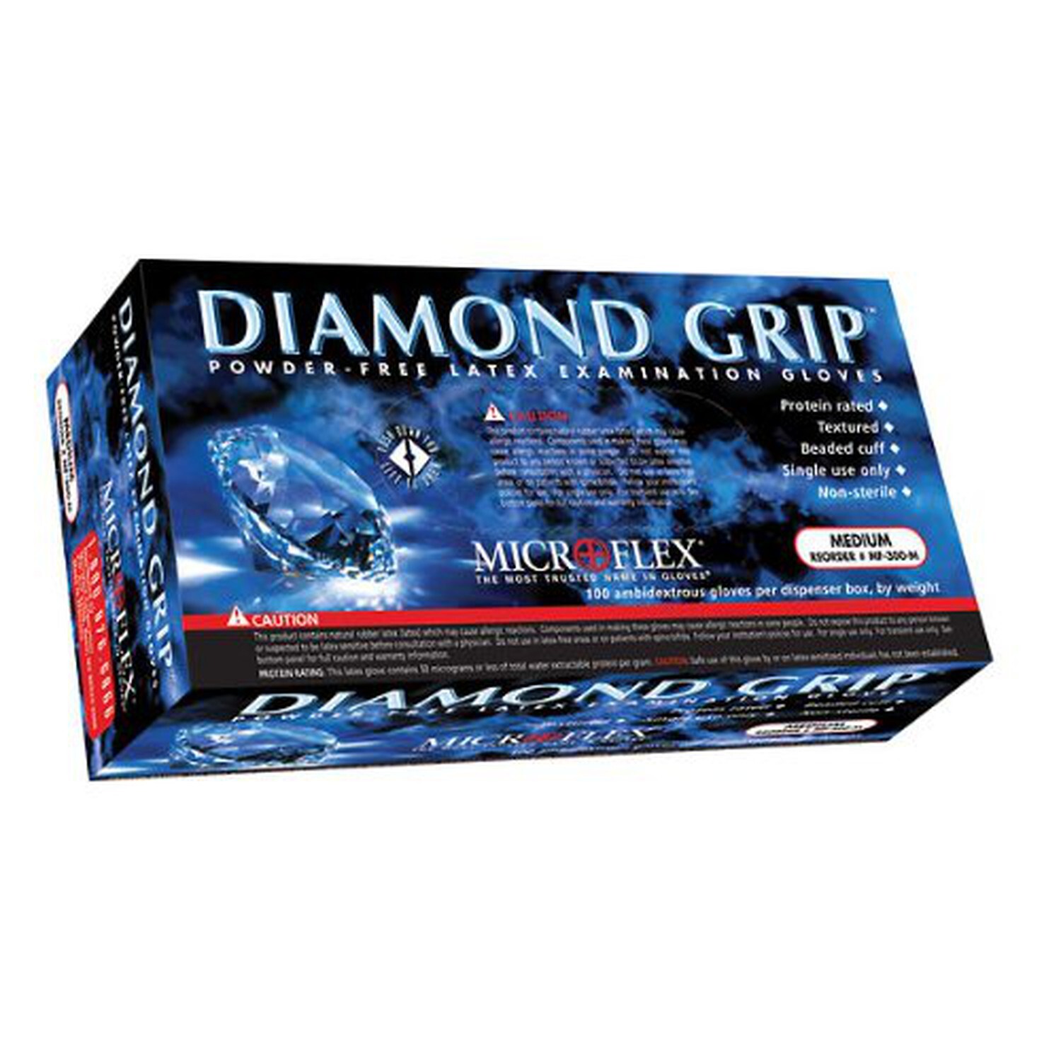 Microflex Medical MF-300-XS X-Small Natural 9.645» Diamond Grip 6.3 mil Late…