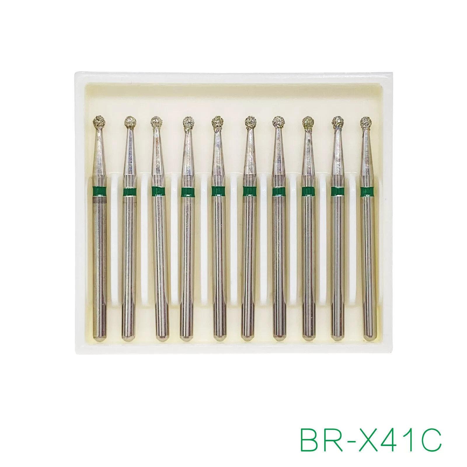 10 Pcs/Box Dental Stainless Ball Round Super Coarse Diamond Bur for High Speed