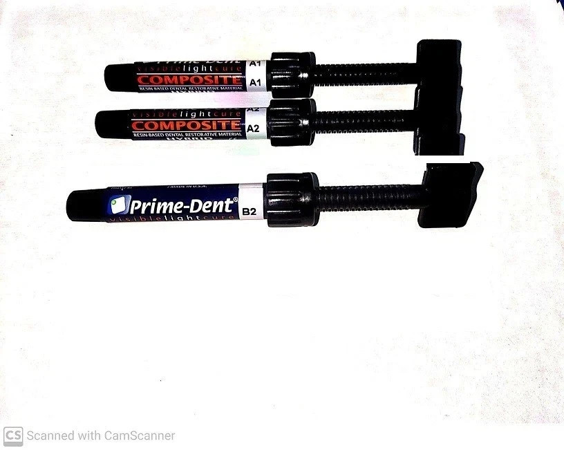 3 x PrimeDent Light Cure Restorative Composite 4.5gm A1 A2 B2 Resin Based Hybrid