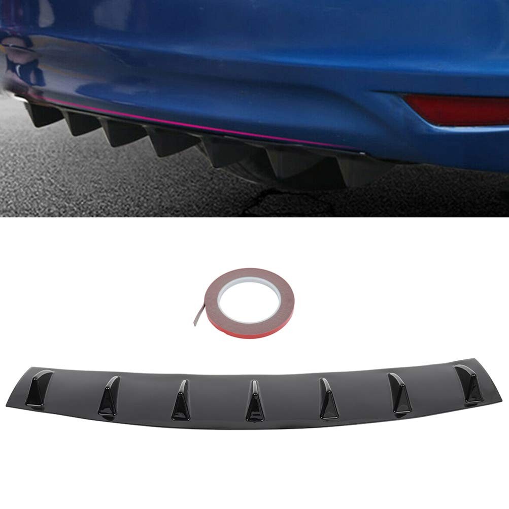 Rear Lower Bumper Lip Diffuser Spoiler Shark Fin Style PP Glossy Black Universal